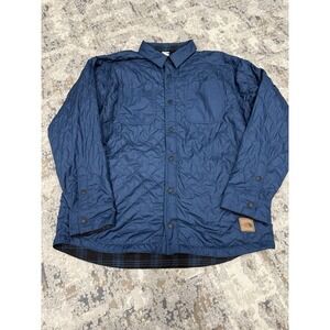 THE NORTH FACE mens large NAVY PLAID FORT POINT FLANNEL SNAP REVERSIBLE SHACKET